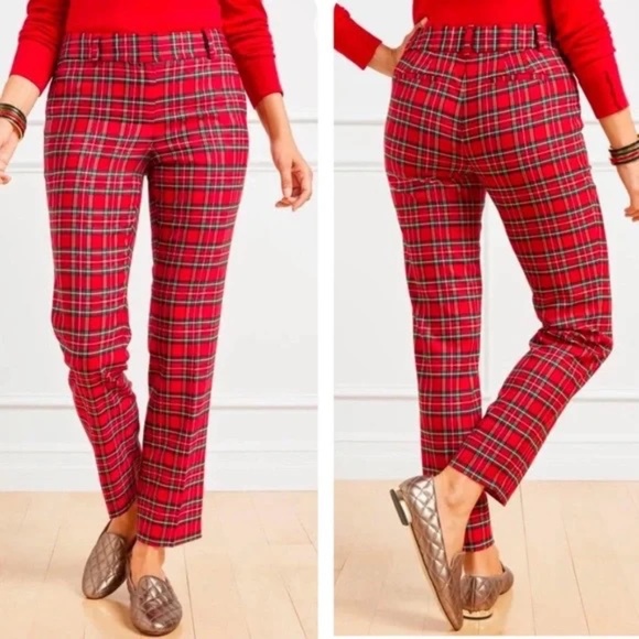 Talbots Hampshire Ankle Pants Holiday Tartan Plaid 4 - Picture 1 of 5